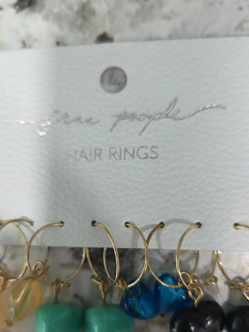 Free People Gold Hoop Hair Rings with Multicolor Stone Charms